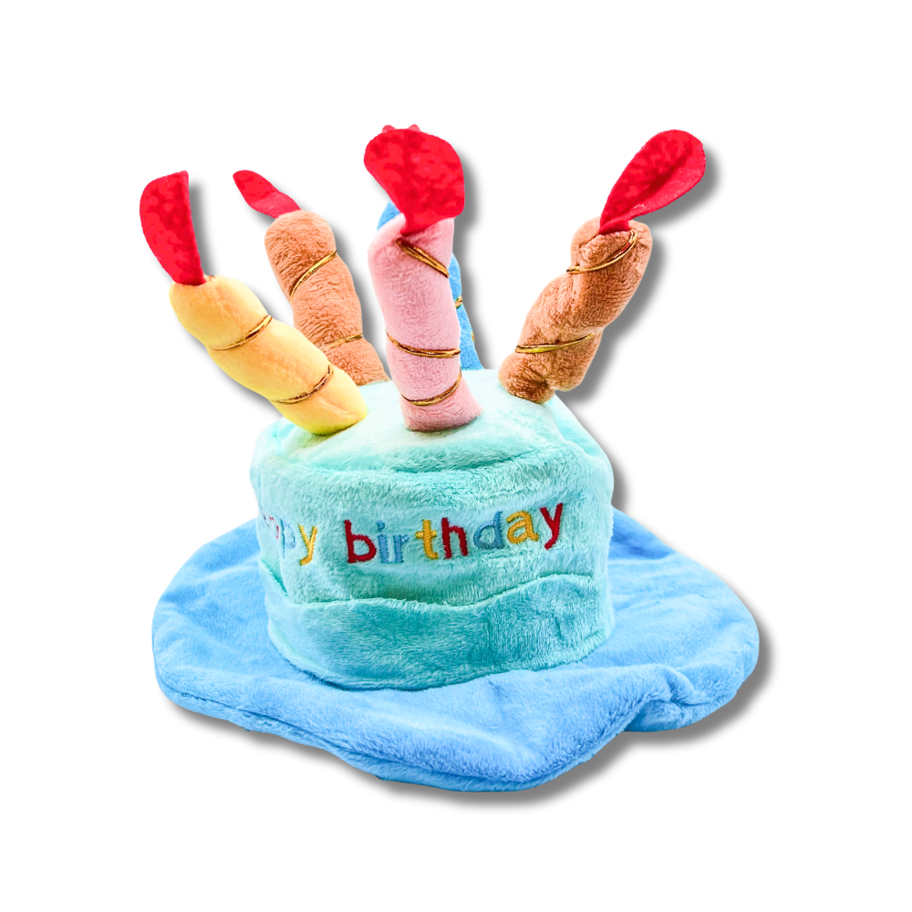dog party hat - blue birthday cake hat