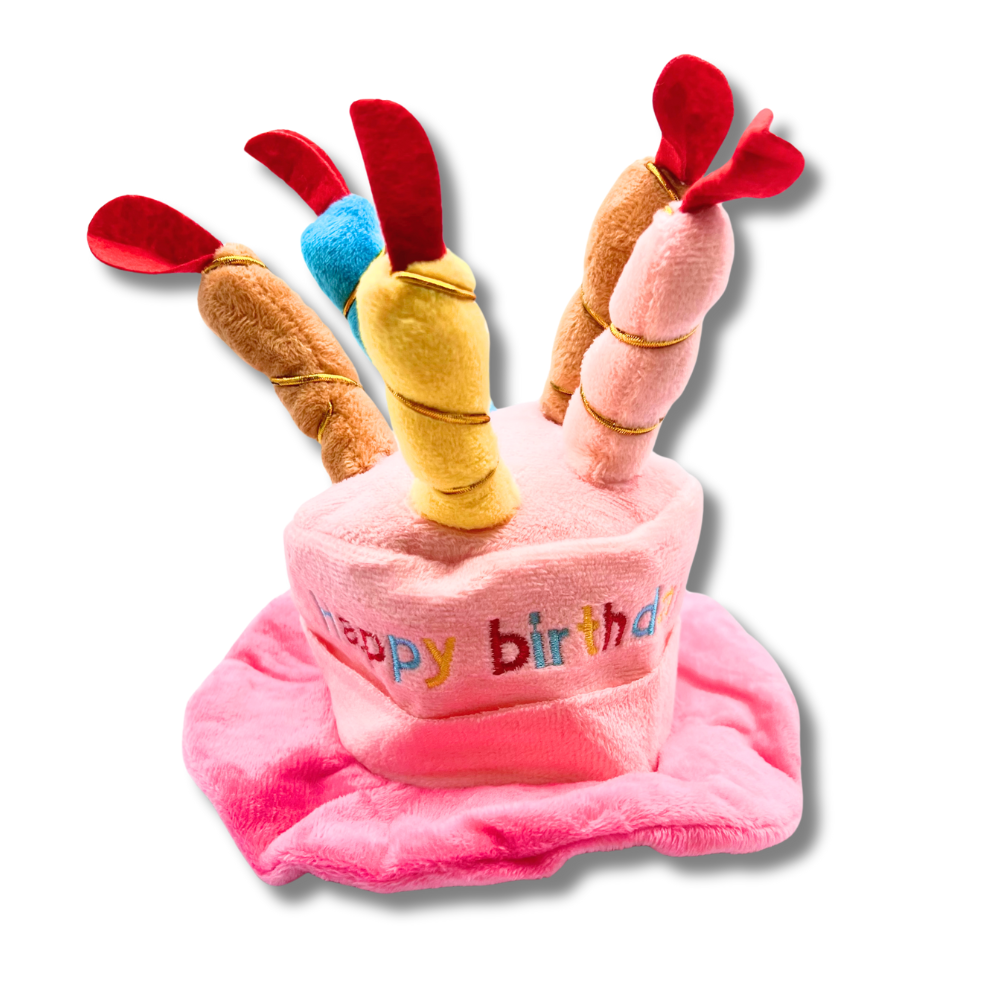 dog party hat - pink birthday cake hat