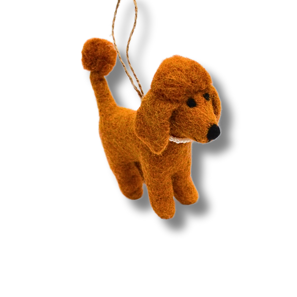 Brown Felt Poodle Ornament | Holiday Dog Ornaments