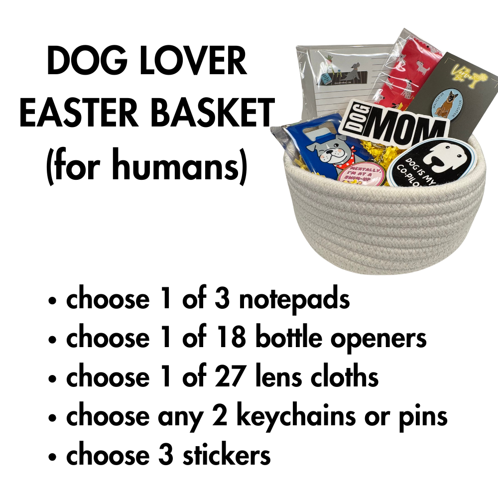 Customizable Dog Lover Easter Basket with dog-themed gifts