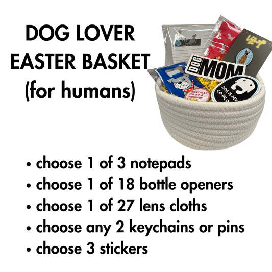 Customizable Dog Lover Easter Basket with dog-themed gifts