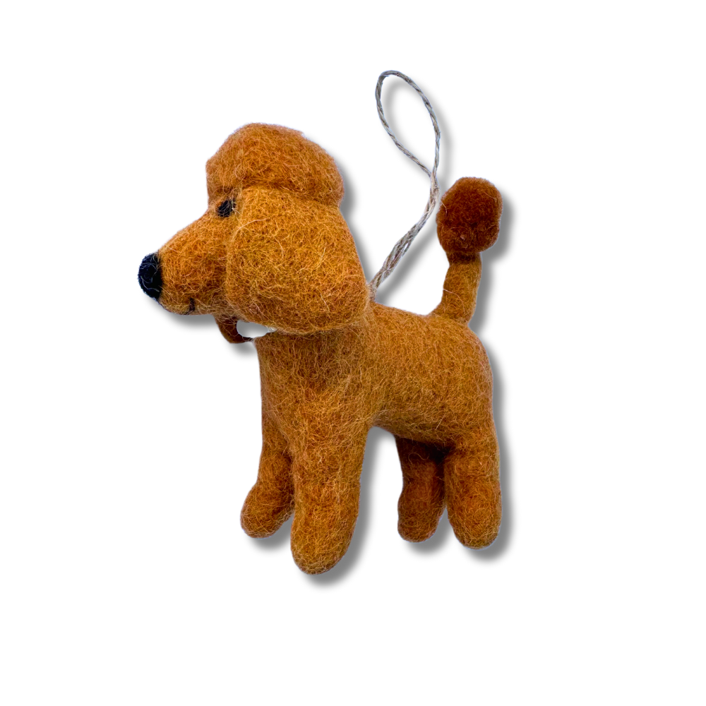 Brown Felt Poodle Ornament | Holiday Dog Ornaments
