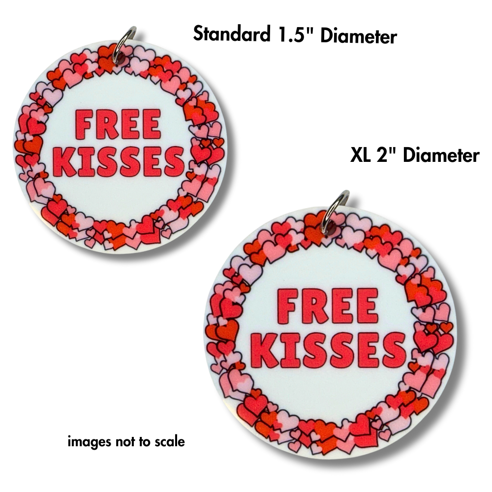 Valentine Red Acrylic Dog Collar Charm | Free Kisses