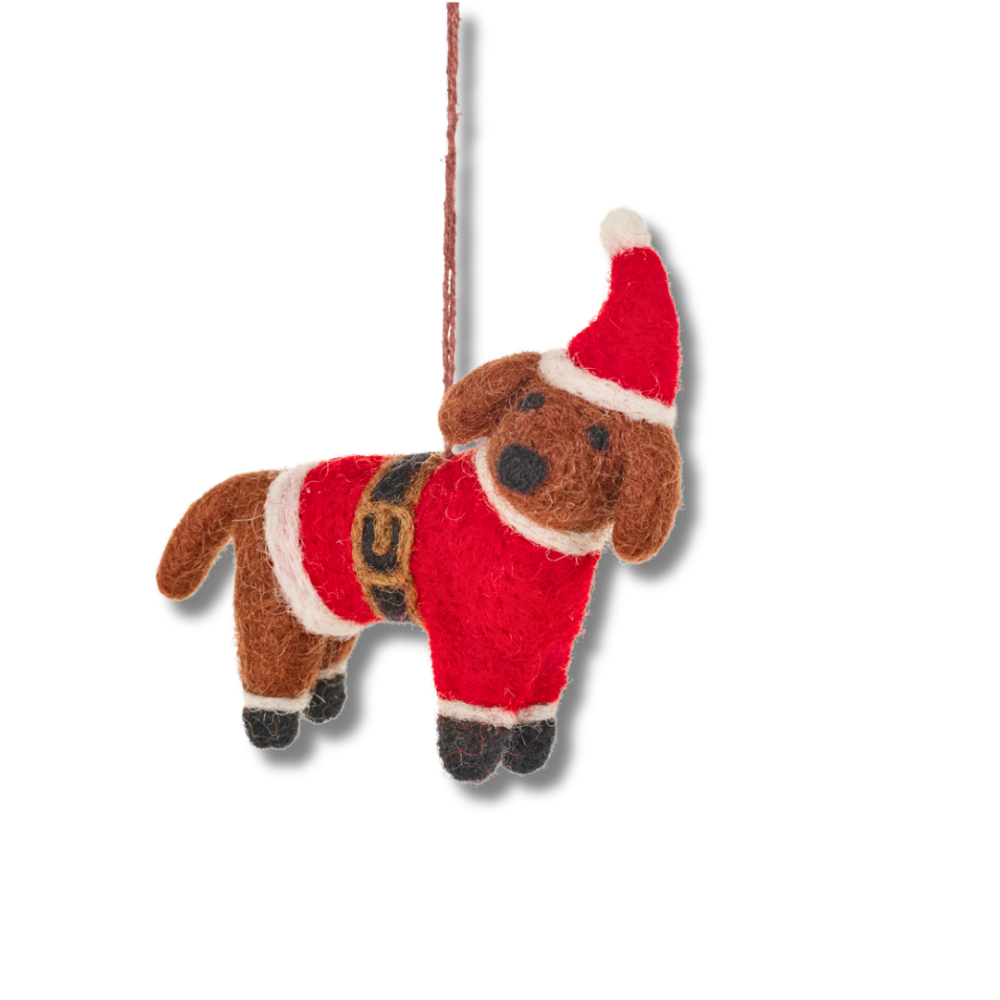 Santa Dog Ornament | Felt Christmas Tree Decor
