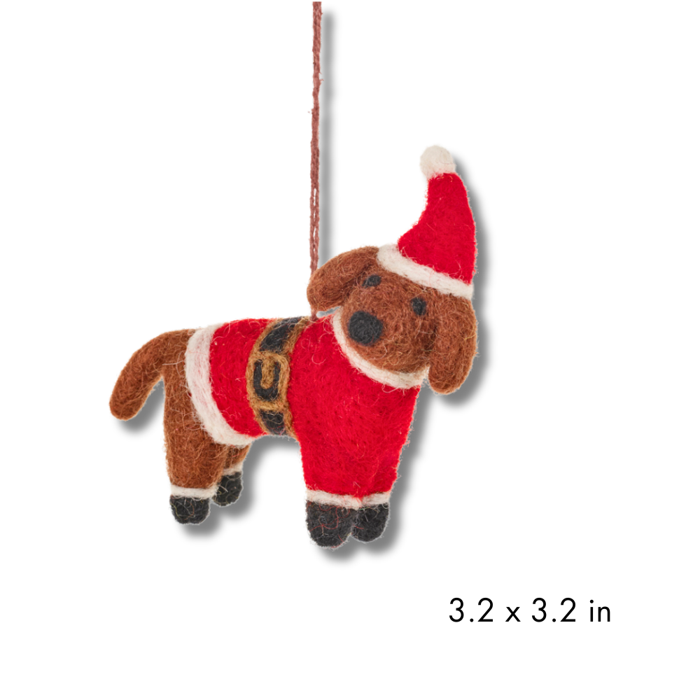 Santa Dog Ornament | Felt Christmas Tree Decor