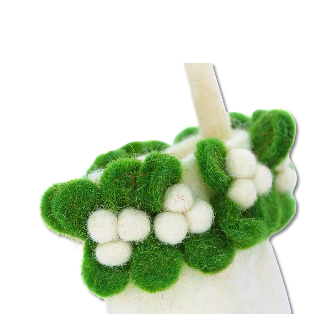 Mini Felt Holiday Stocking | White Green Mistletoe
