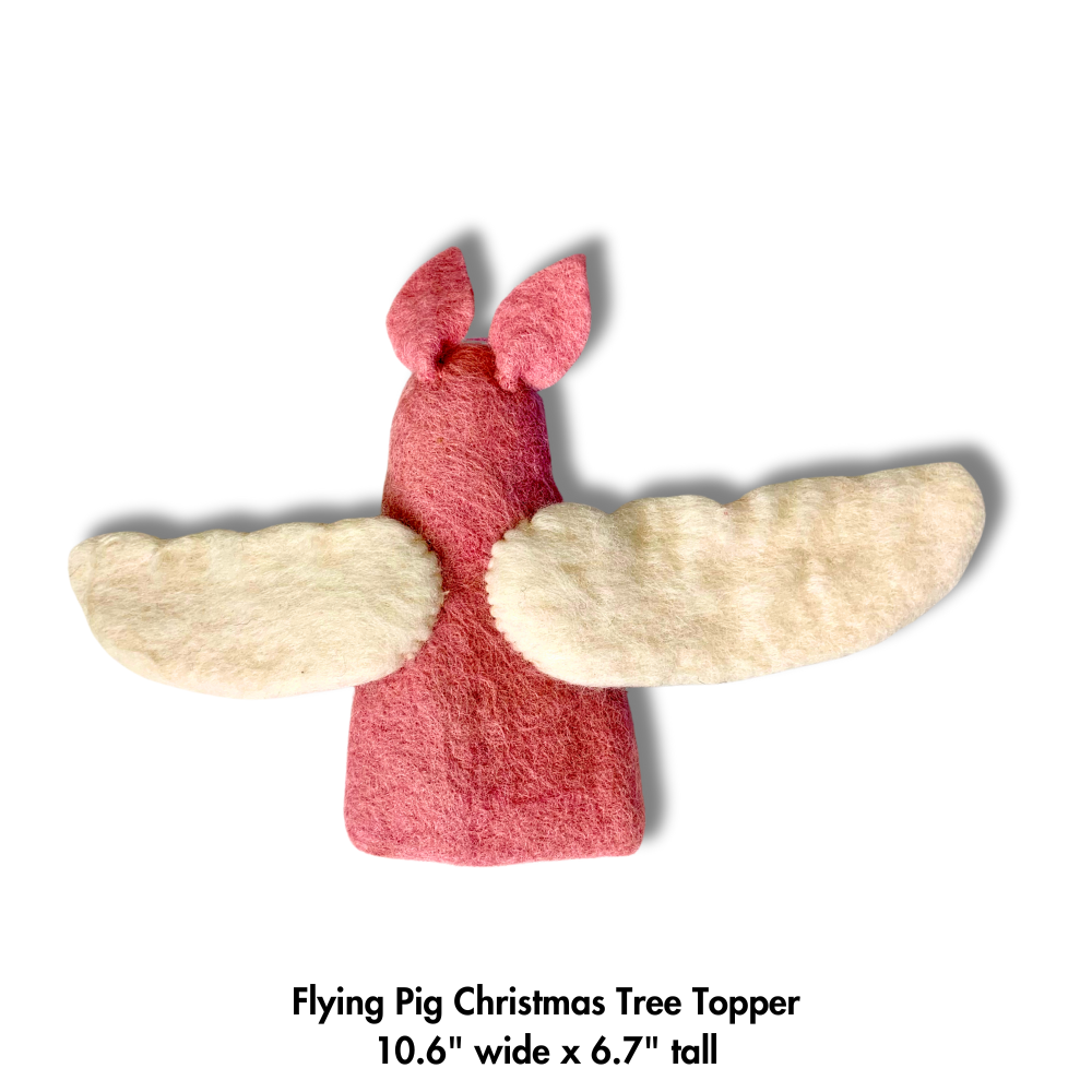 Flying Pig Tree Topper | Felt Pig Topper Christmas Tree