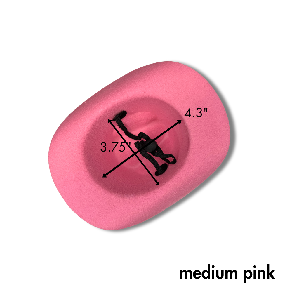 dimensions of inside of medium pink dog cowboy hat