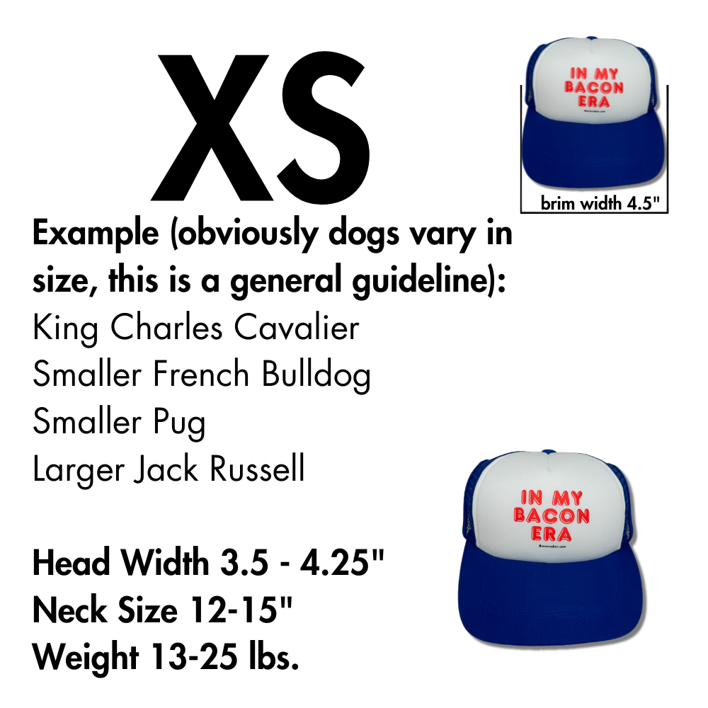 sizing info for dog trucker hats size XS