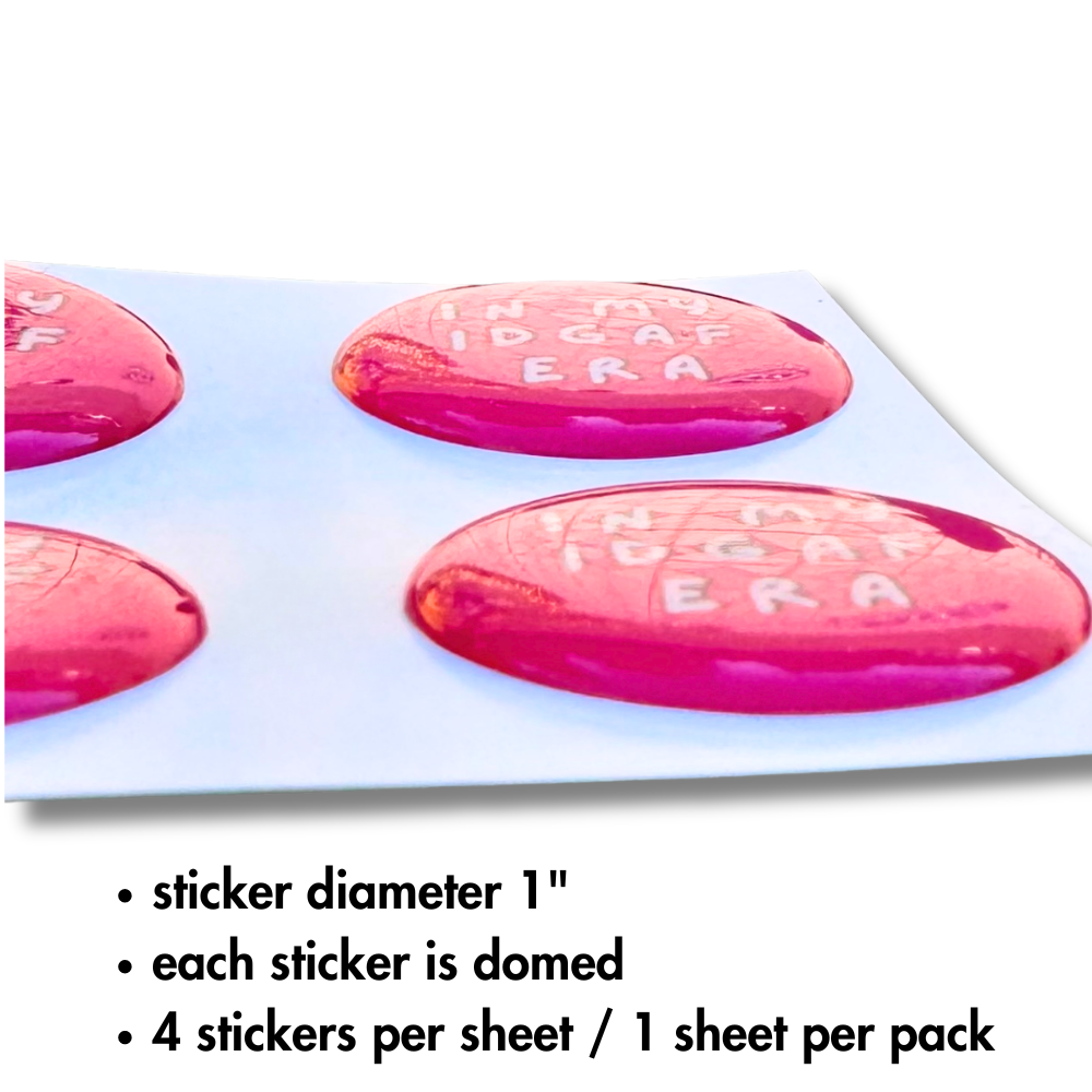 Side view showing raised 3D dome effect of each sticker, adding dimension and shine.