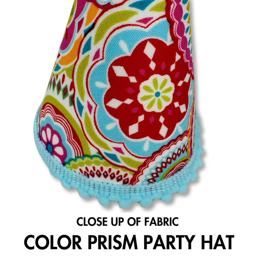 close up of the fabric on our premium pet party hats