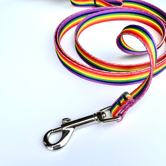 Rainbow Pride Dog leash for medium or large dogs. Leash has a built in bottle opener 