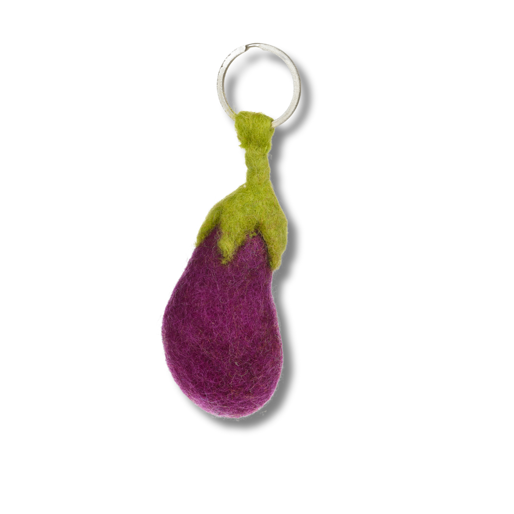 Felt Aubergine Eggplant Keychain Keyring | Eggplant Charm