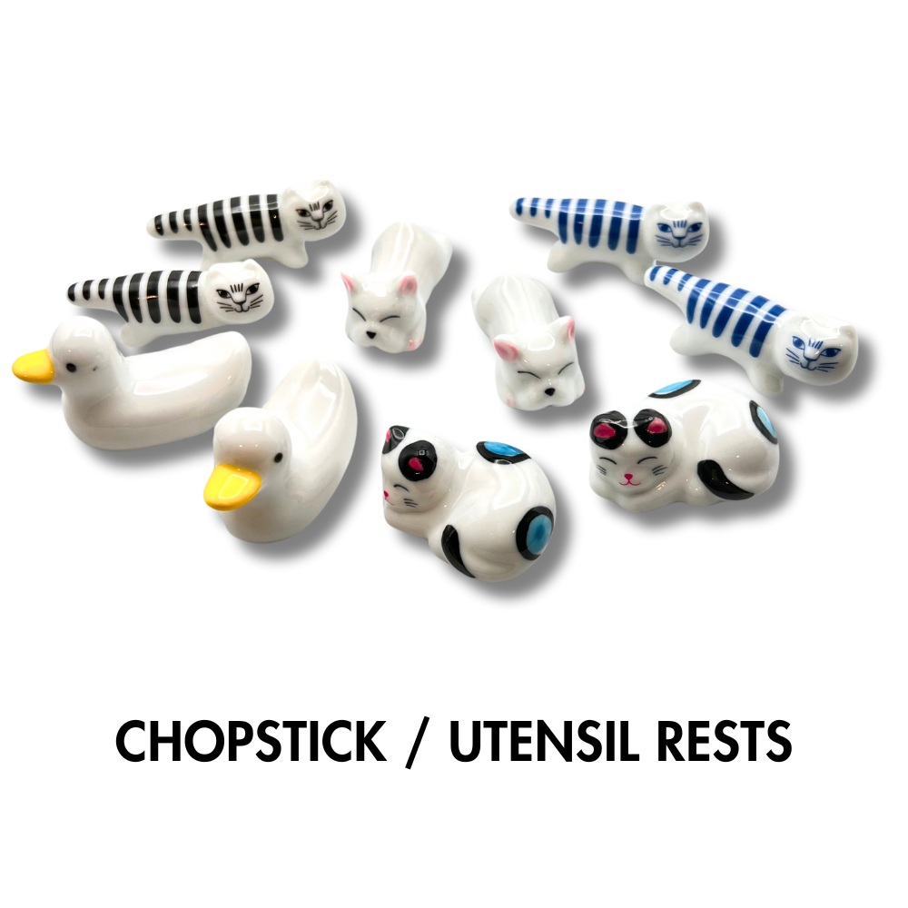 cute animal utensil rests; ducks, cats, and frenchie dogs