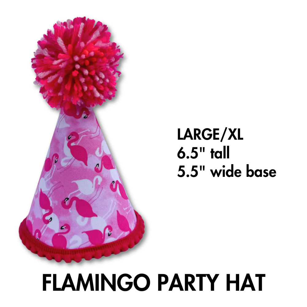 size large / XL dog birthday hat with flamingos