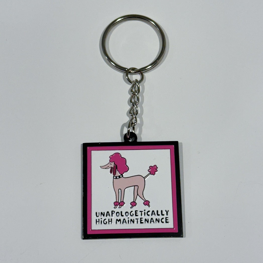 Pink Poodle Funny Dog Keychain or Pin