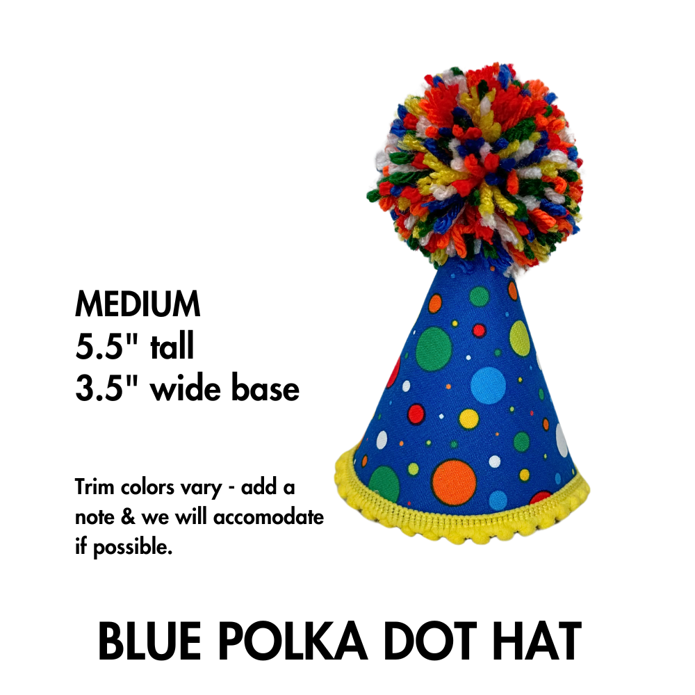 SIZE MEDIUM BLUE CONFETTI PARTY HAT FOR DOGS