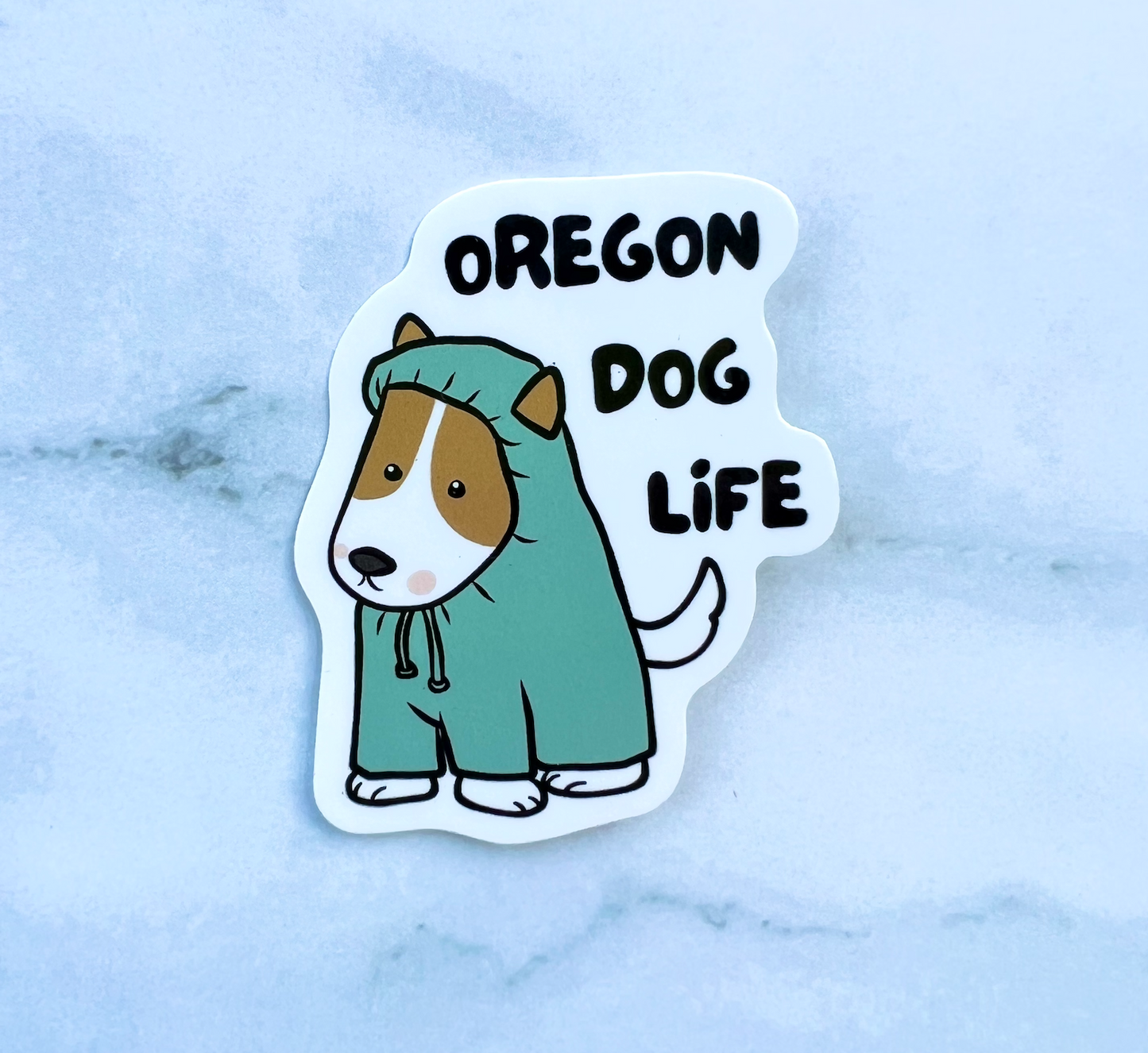 "Oregon Dog Life" - Dog with Raincoat Sticker