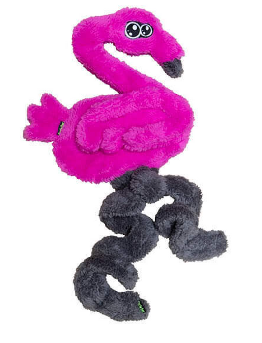 hot pink plush flamingo dog toy