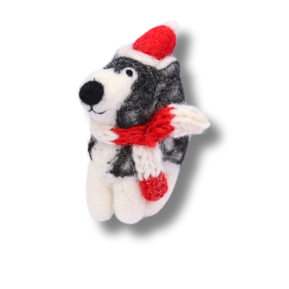 Siberian Husky Ornament | Felt Alaskan Malamute Dog Ornament