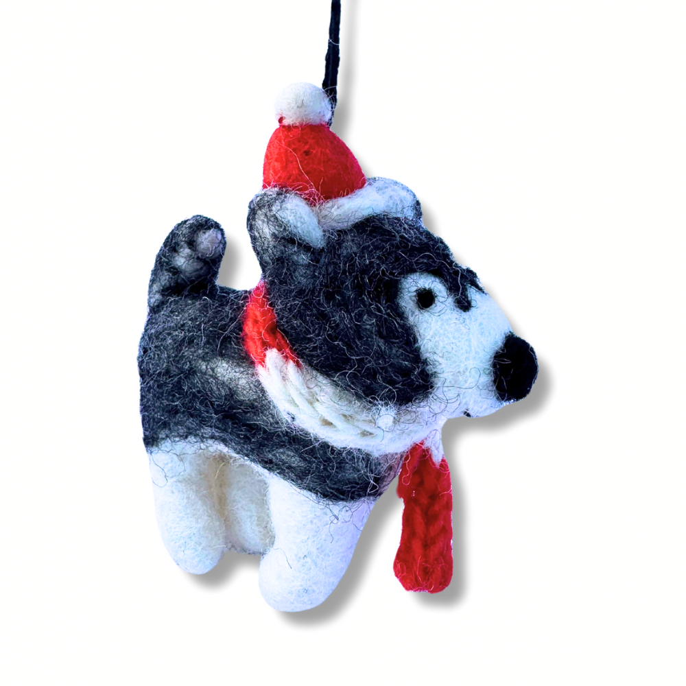 Siberian Husky Ornament | Felt Alaskan Malamute Dog Ornament