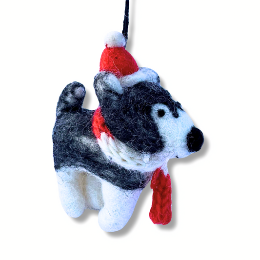 Siberian Husky Ornament | Felt Alaskan Malamute Dog Ornament