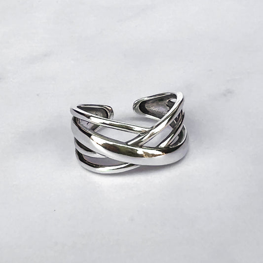 Silver Loose Braid Adjustable Ring