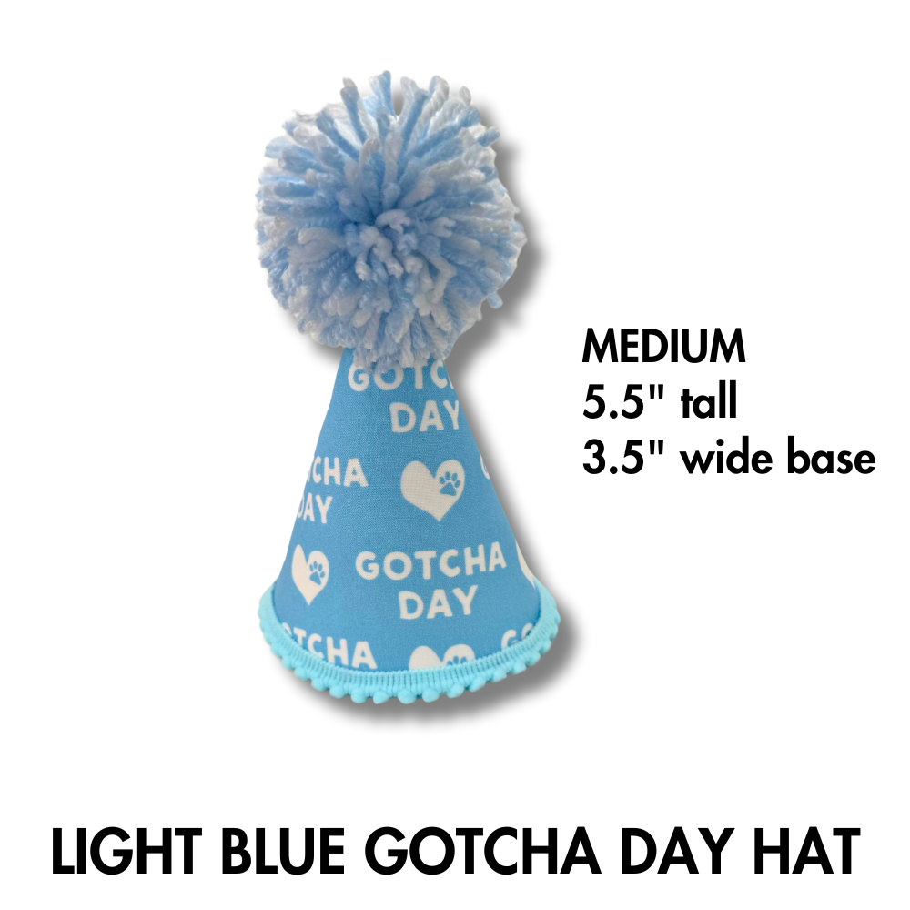 Blue Gotcha Day Hat for Dog | Luxe Fabric Wrapped Party Hat