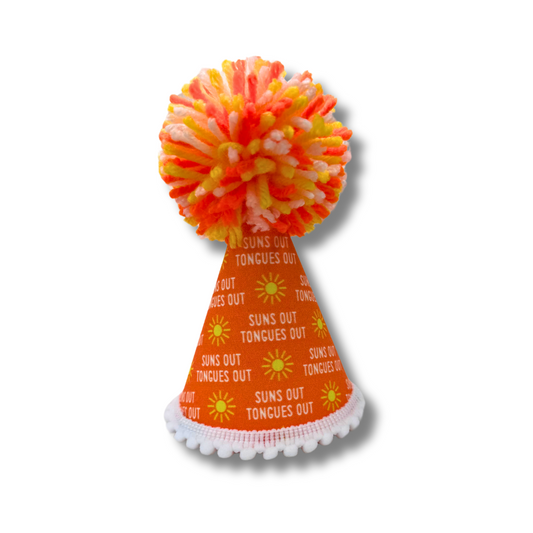 Premium Pet Party Hat | Sun's Out Tongue's Out Orange