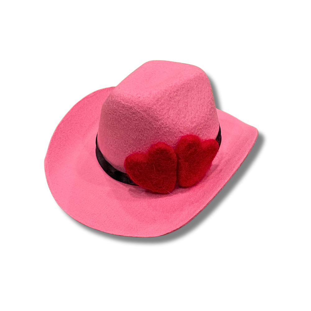 Valentine Dog Cowboy Hat | Pink with Flowers