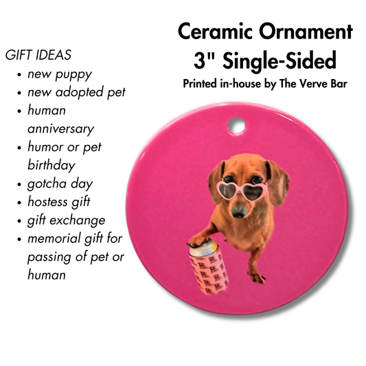 Custom Photo Pet Ornament | 3" Ceramic Ornament of Dog / Cat