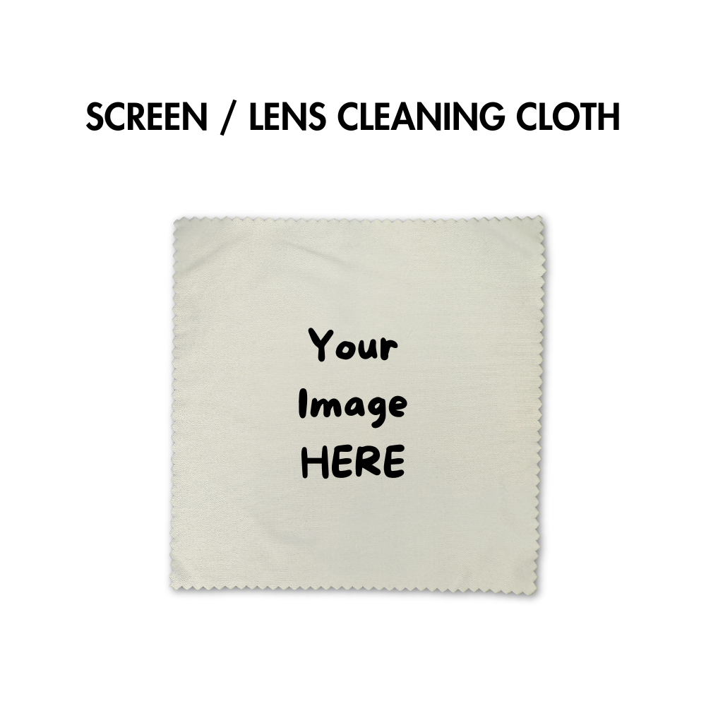 custom lens cloth (set of 2) of your pet. Image shows blank white cloth and note "your image here"