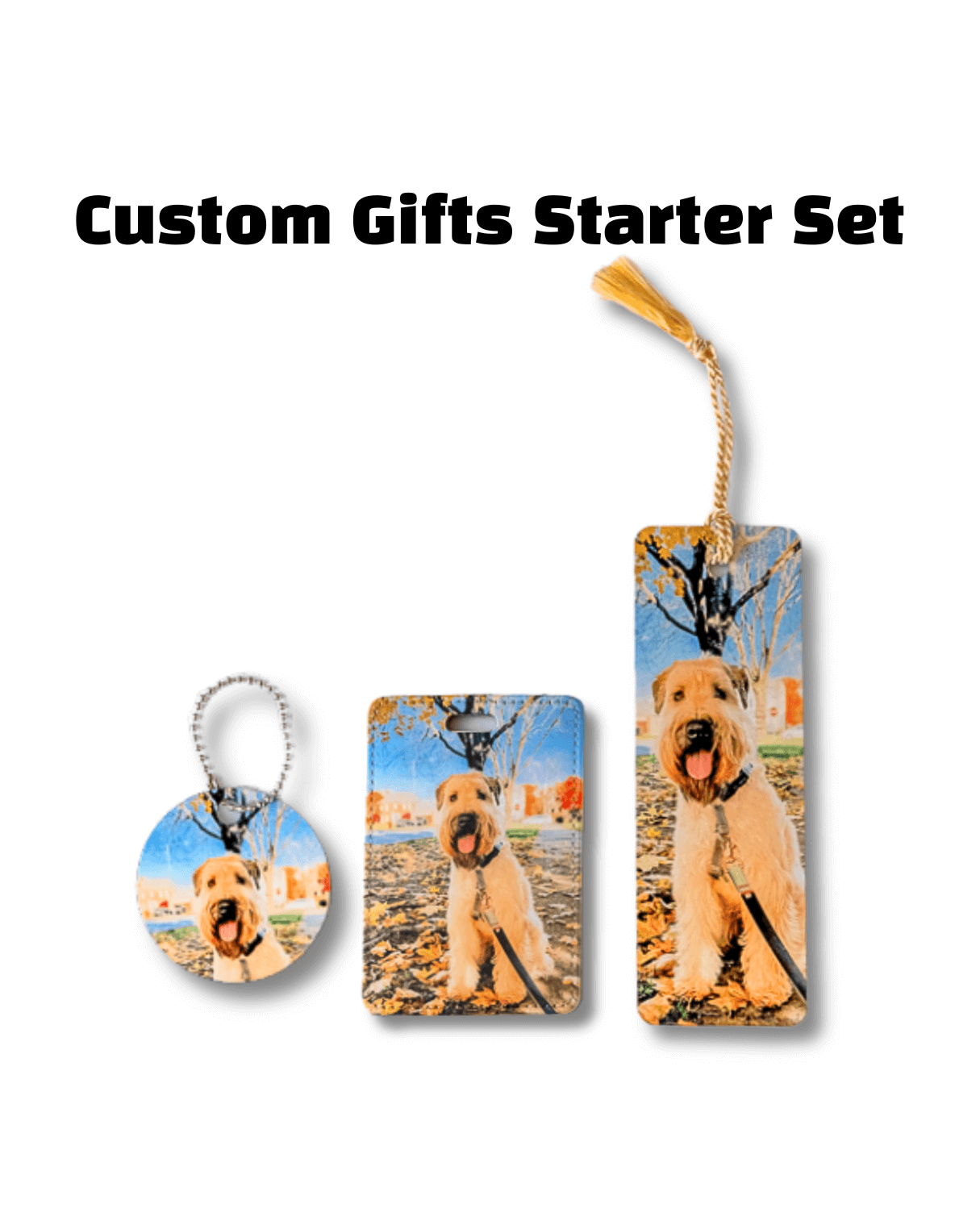 Custom Pet Gift Basic Set | Bookmark, Keychain, Luggage Tag