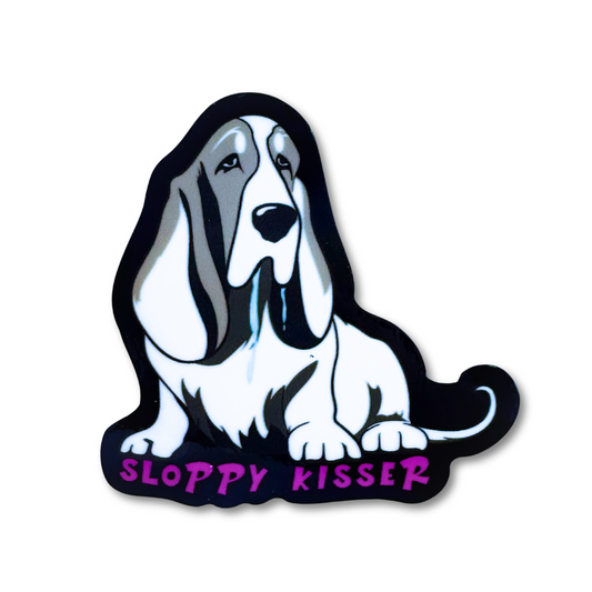 Dog Sticker Basset Hound | Sloppy Kisser