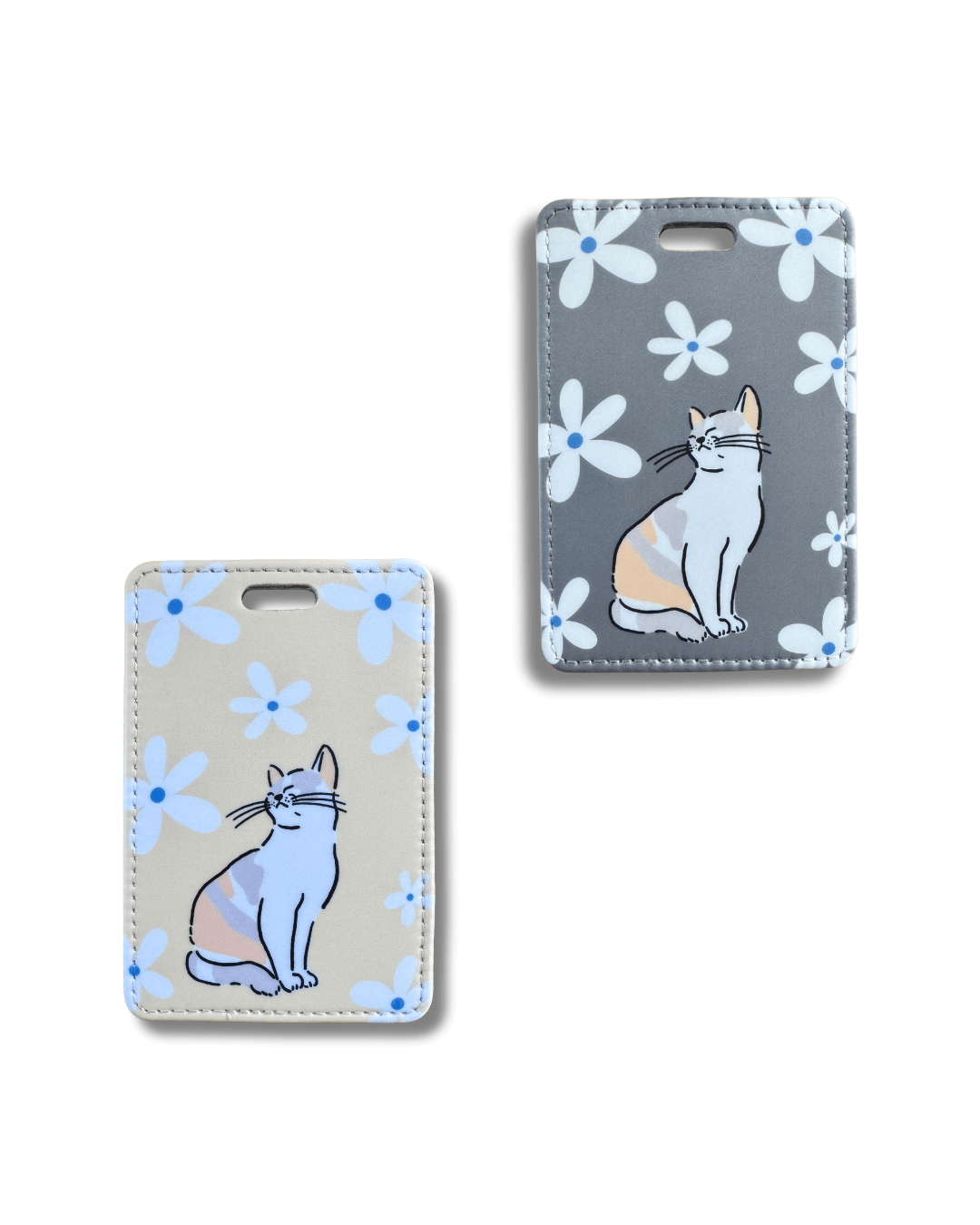 Cute Cat Luggage Tag for Women | Floral ID Tag