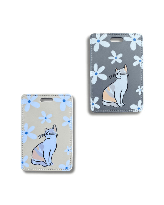 Cute Cat Luggage Tag for Women | Floral ID Tag