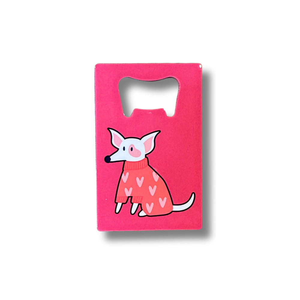 Pink Chihuahua Credit Card Size Bottle Opener