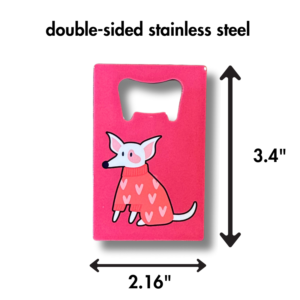 Pink Chihuahua Credit Card Size Bottle Opener