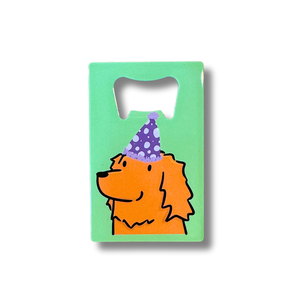 Party Golden Retriever Wallet Bottle Opener