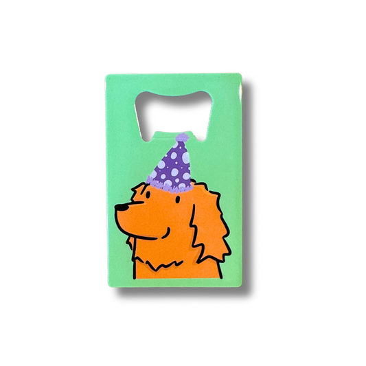 Party Golden Retriever Wallet Bottle Opener