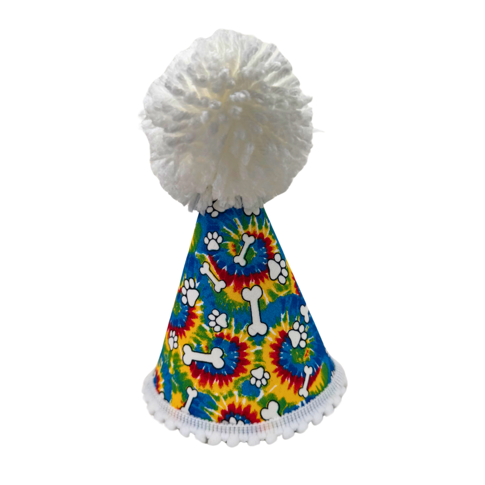 Premium Pet Birthday / Gotcha Day Hat | Tie Dye Dog Party