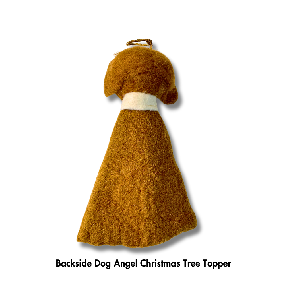 Dog Tree Topper | Felt Angel Dog Top of Tree