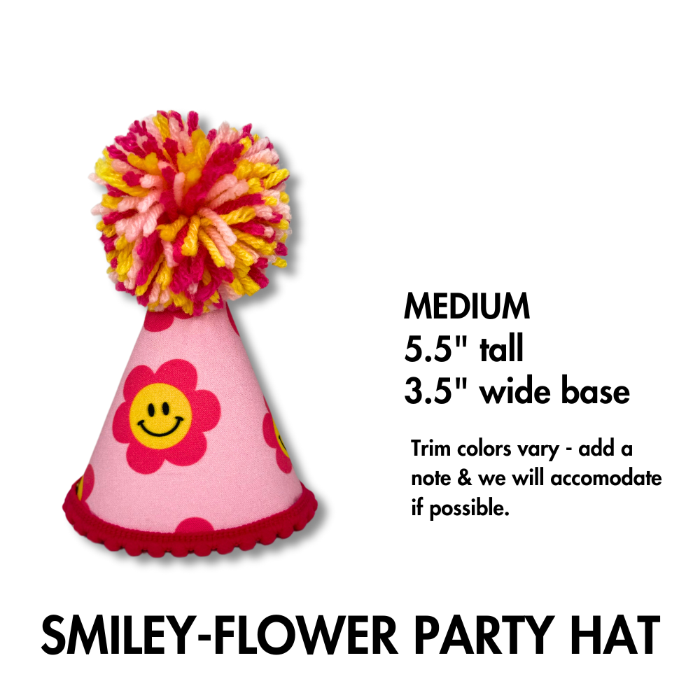 description of size medium cheerful happy flower doggy birthday hat