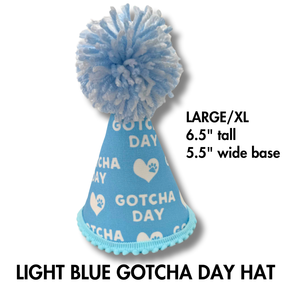 Blue Gotcha Day Hat for Dog | Luxe Fabric Wrapped Party Hat