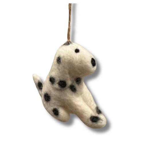 Handmade Felt Dog Dalmatian Ornament with Scarf