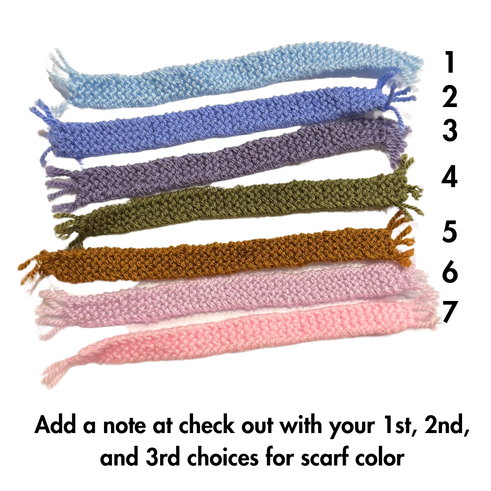 tiny hand knit scarf options for felt finger puppets