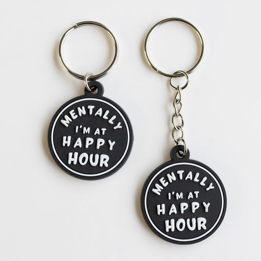 Mentally I'm at Happy Hour Funny 3-D Rubber Dog Tag