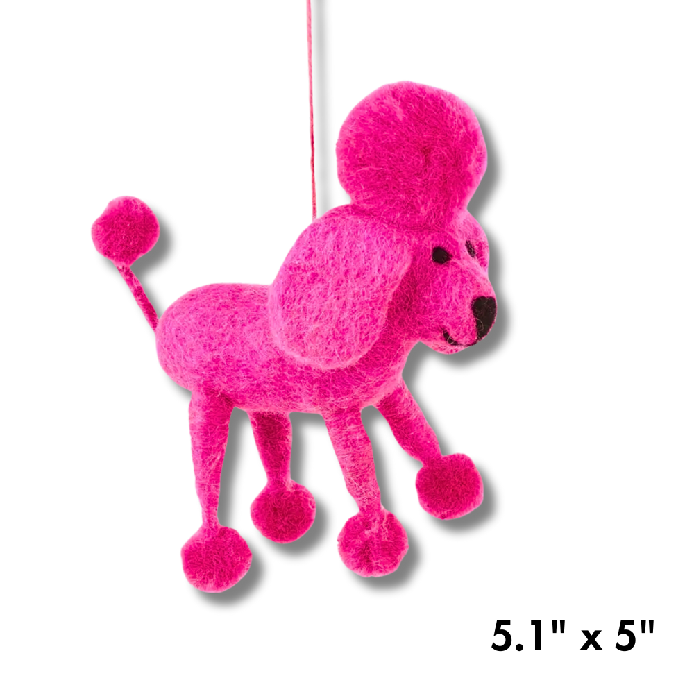 Pink Poodle Felt Ornament | Funny Dog Decor