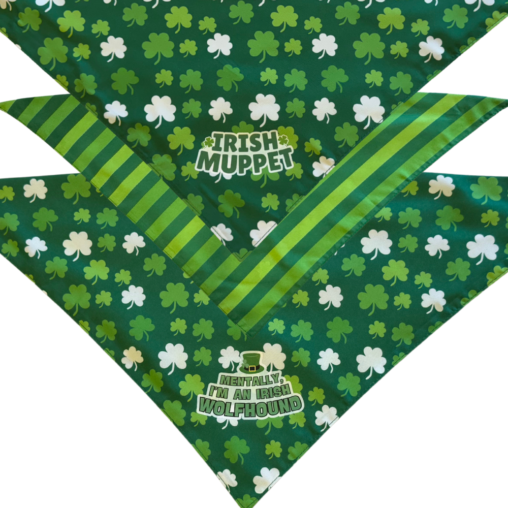 Green Clover St. Patrick's Day Dog Bandanas | 3 Sizes