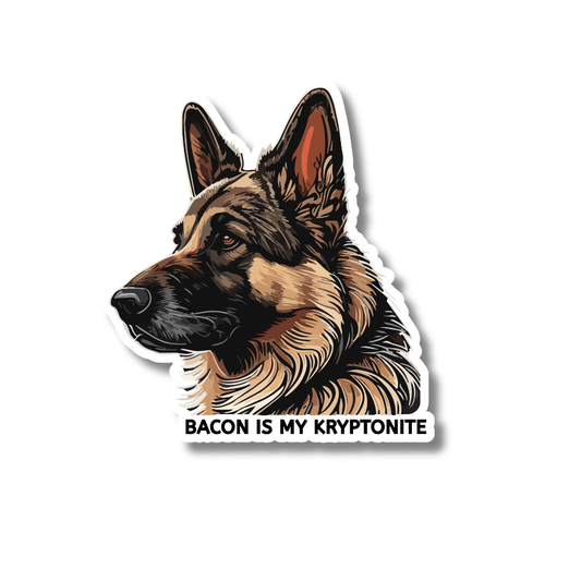Fun German Shepherd Sticker | Bacon is my Kryptonite
